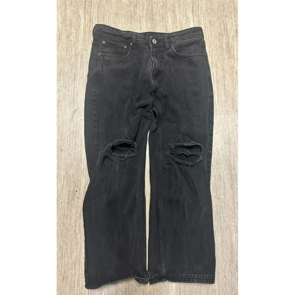 Levi’s 514 Distressed Denim Jeans 33x34 Black Ripped